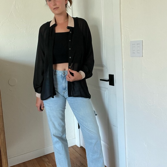 Ssemienne Sheer Black Button Down - Picture 4 of 10